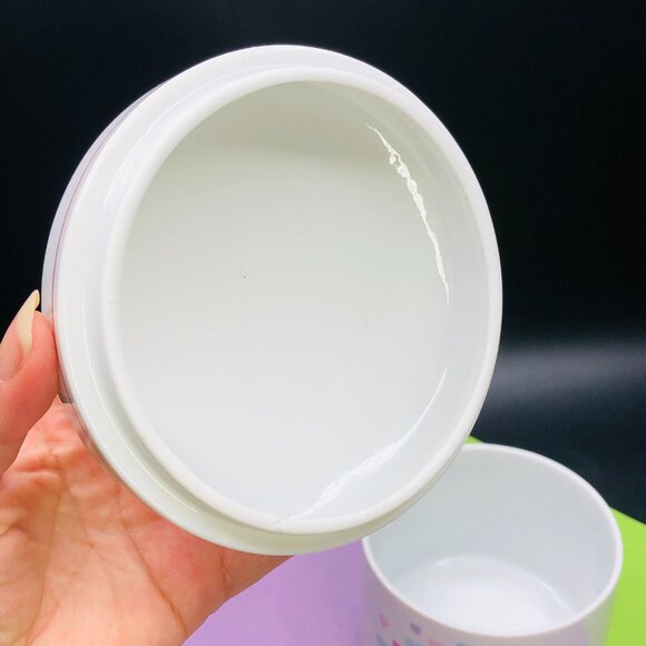 80s FTDA Pastel Heart Blue Ribbon Bouquet Porcelain Canister Vintage Candy Jar - Picture 6 of 10